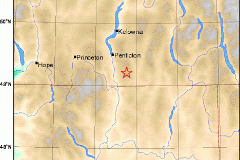 Earthquake near Oliver over weekend