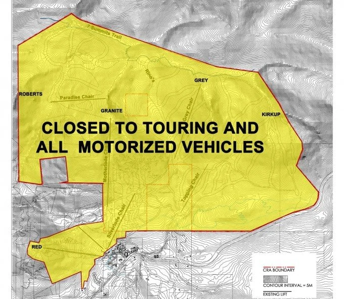 RED closed; closure includes ski touring, snow machines