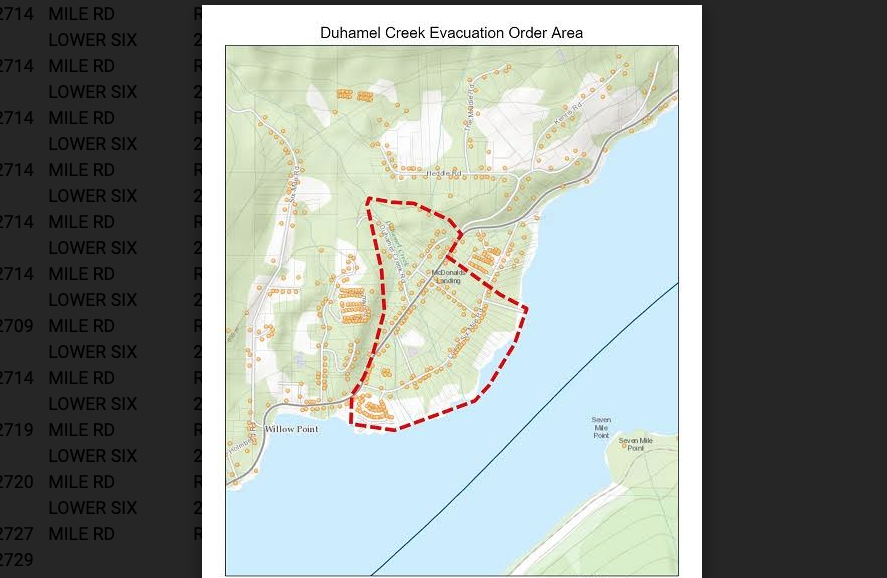 RDCK issues Evacuation Order for Duhamel Creek