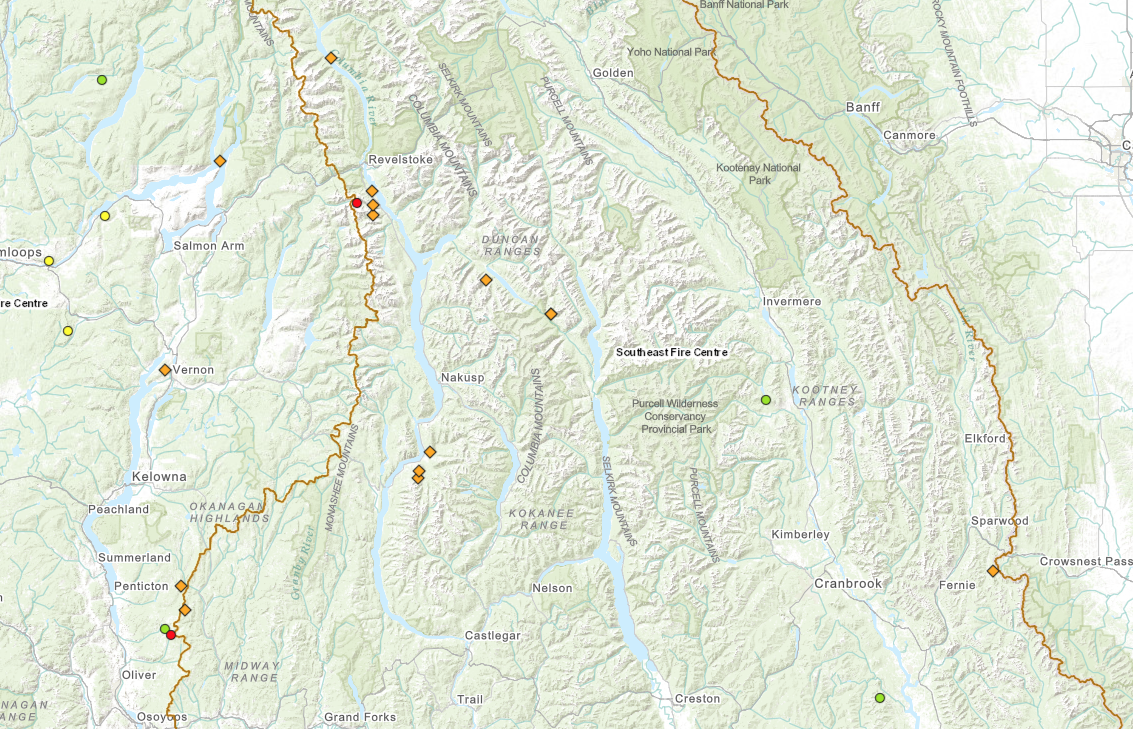 BC Wildfire Service said increased activity in Southeast Fire Centre