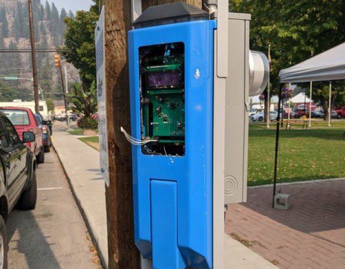 Vandals destroy public Electric Vehicle charger in Grand Forks