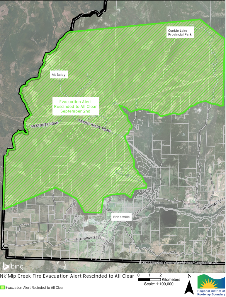 Nk’Mip Creek Wildfire Alerts Rescinded