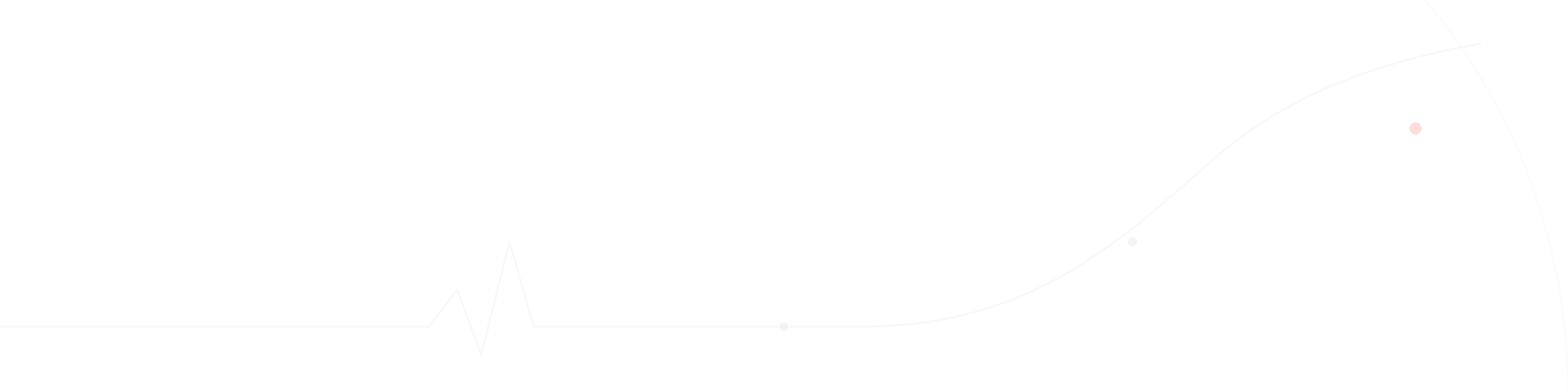 A faint ECG line runs horizontally, peaks once, then curves upward toward a small pink dot on a white background.
