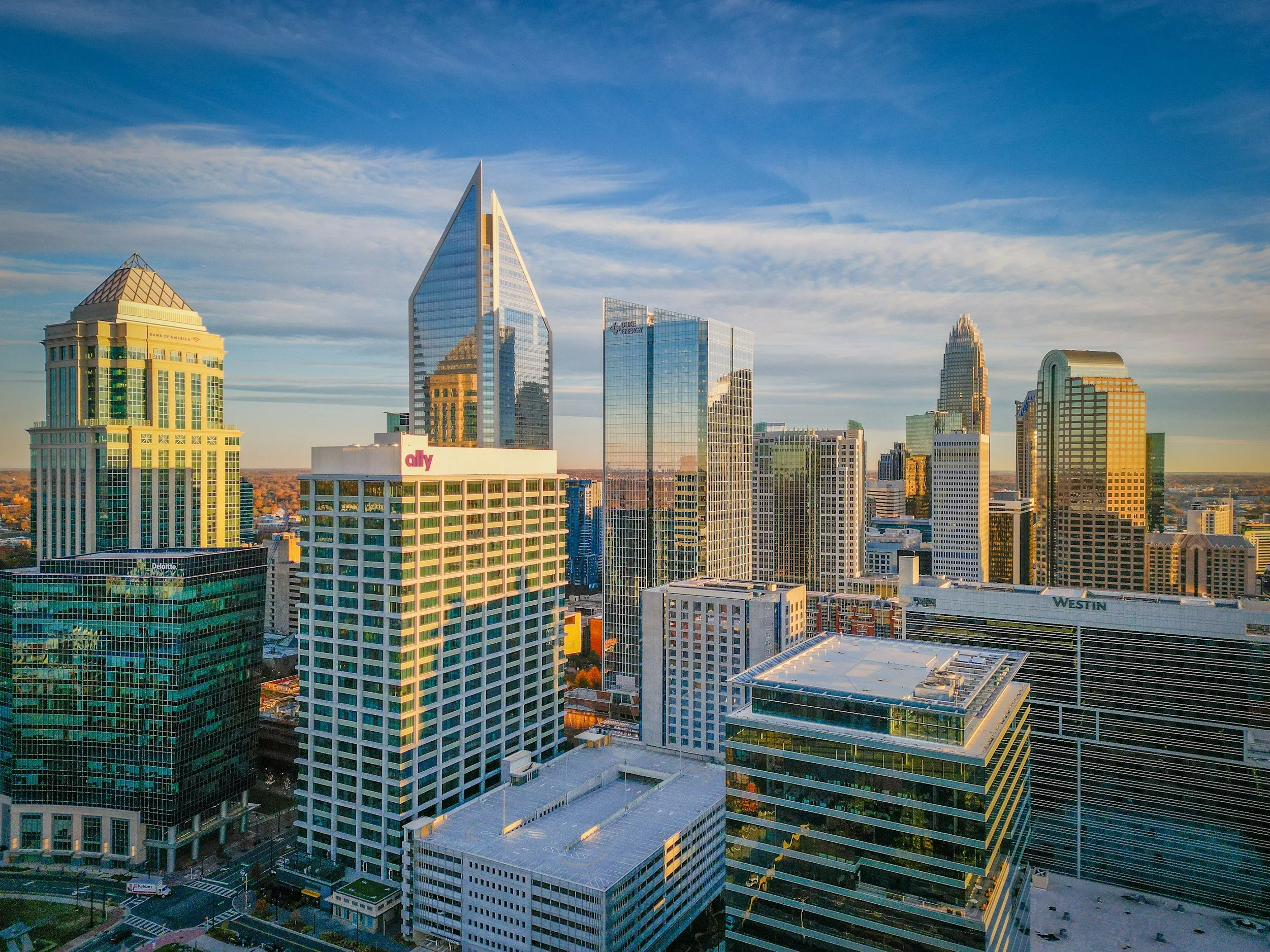 Charlotte, North Carolina skyline representing Candor Electrical Contractors' commercial service area.