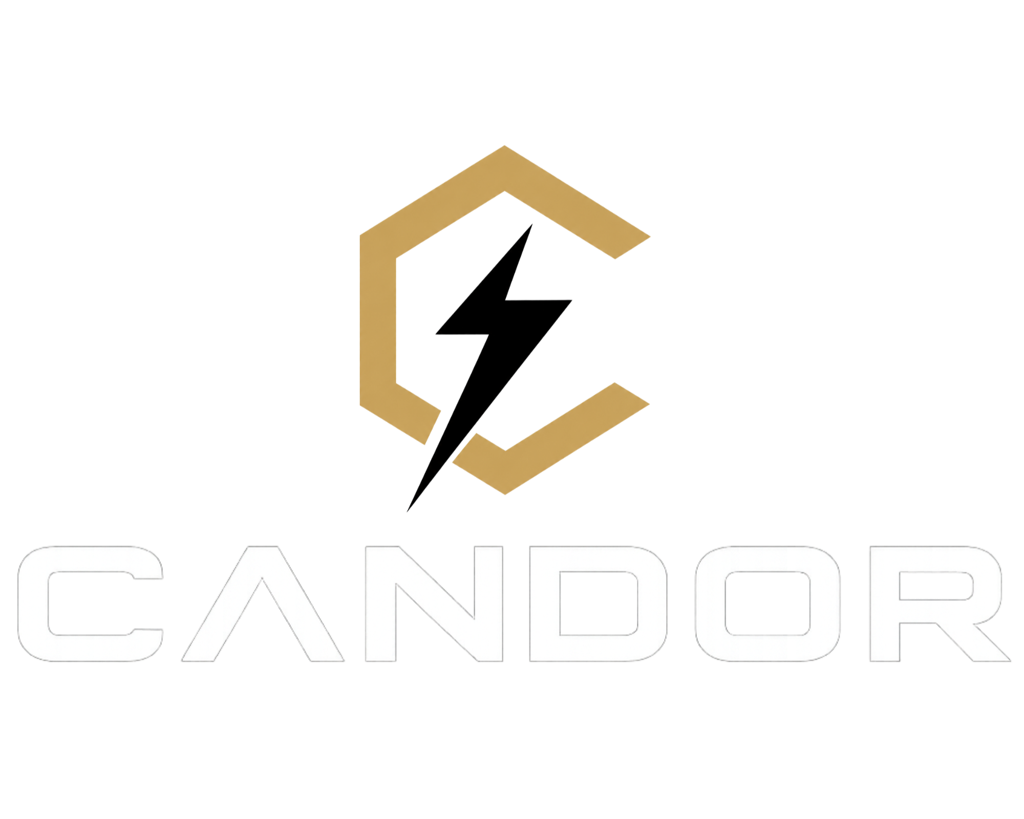 Candor Electrical Contractors logo featuring a gold hexagon with a lightning bolt icon.