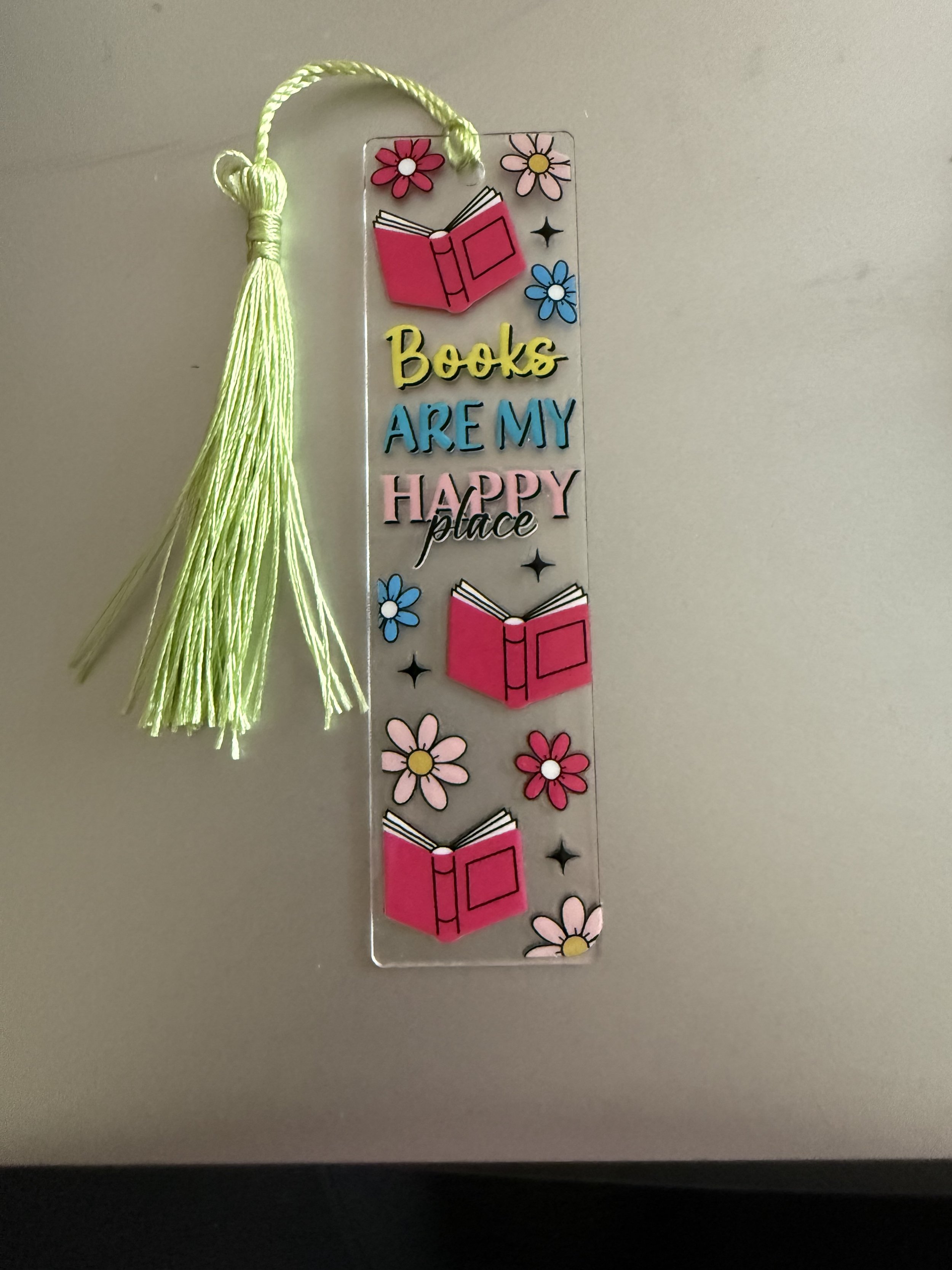 'Books Are My Happy Place' Floral Bookmark