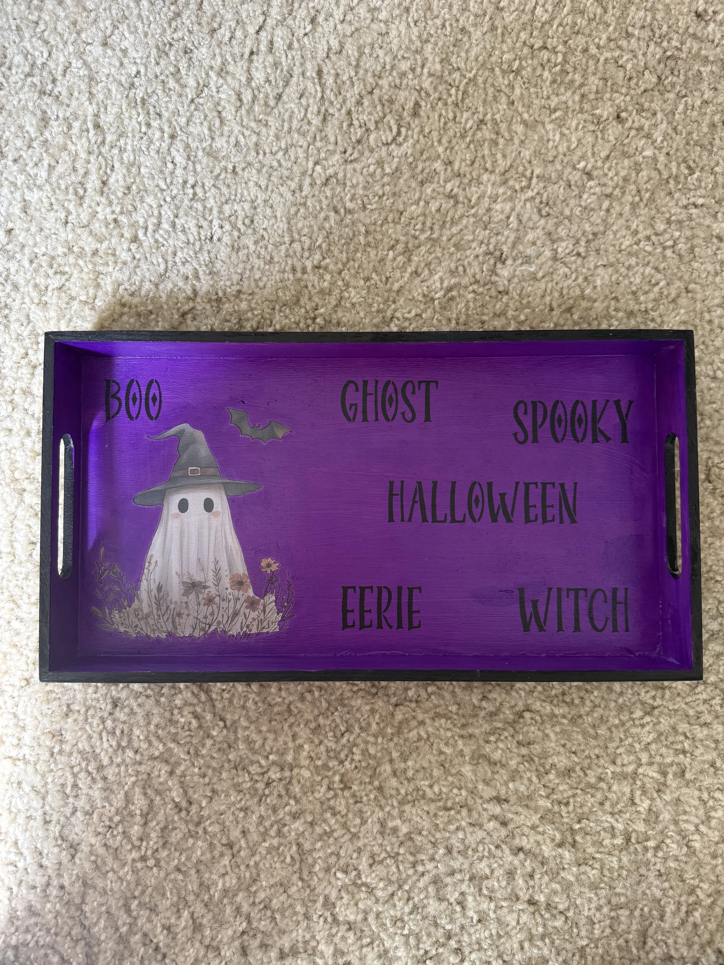 Hauntingly Charming Halloween Wood Tray