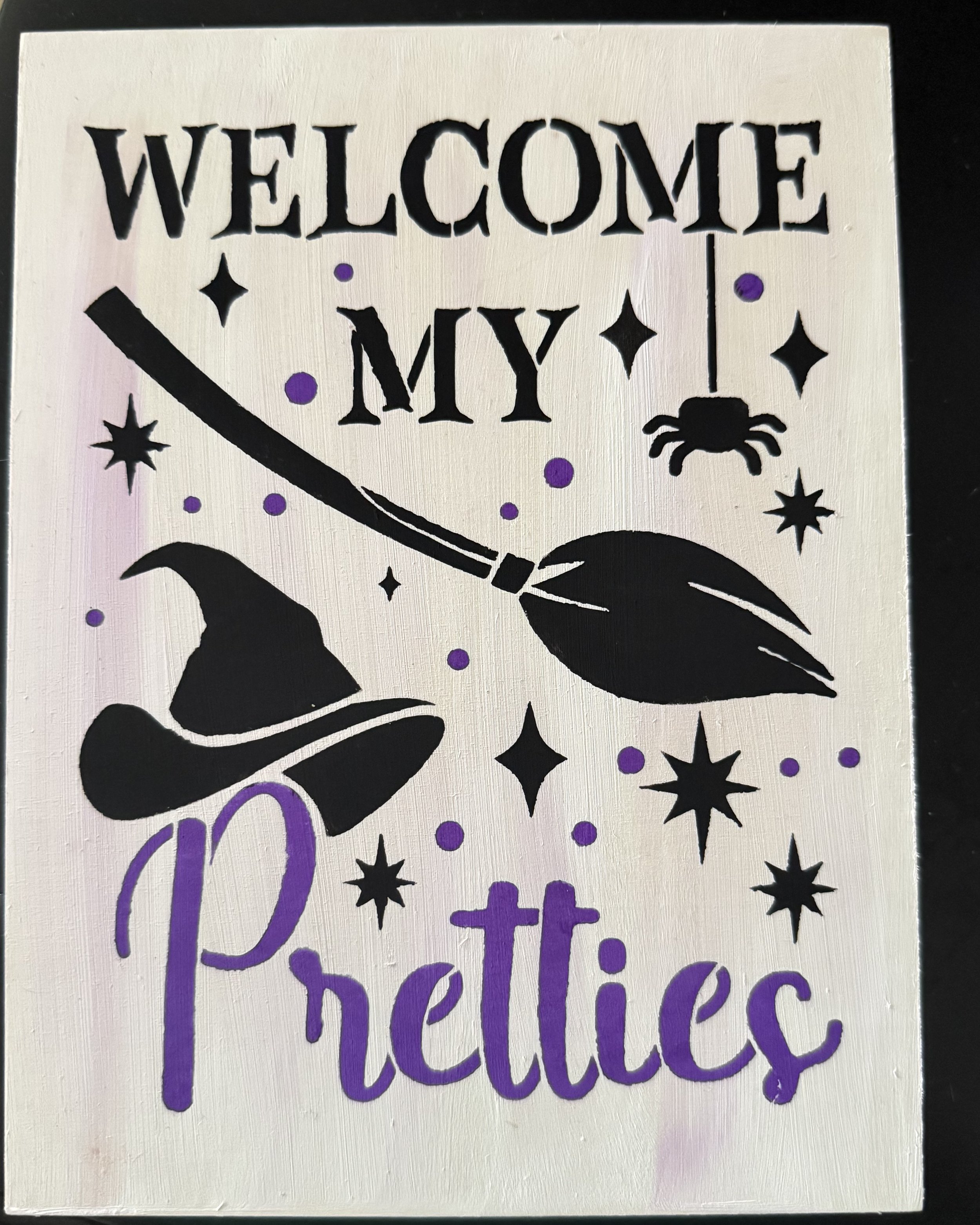 'Welcome My Pretties' 8x10 Halloween Wood Sign