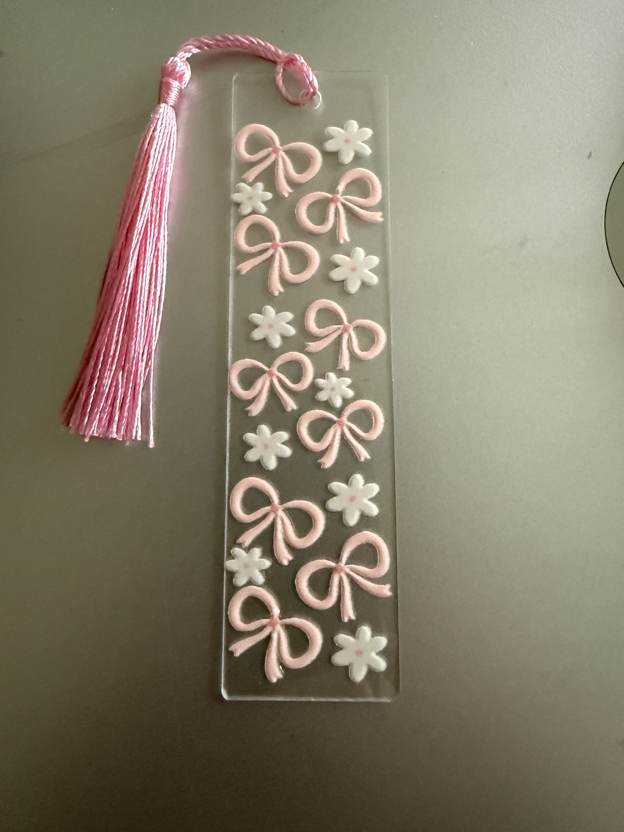 Elegant Handmade Pink Bow Bookmark