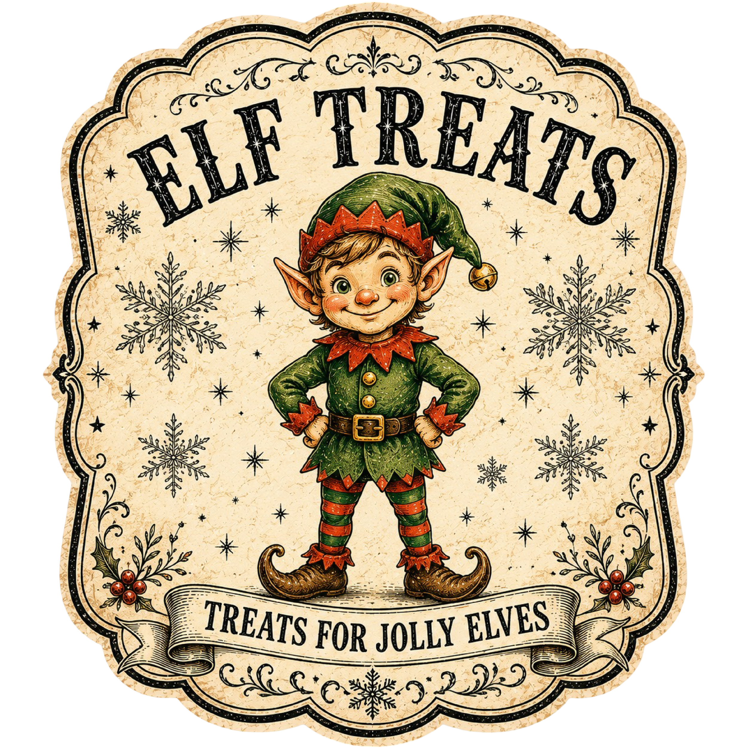 Vintage Elf Treats Holiday Design