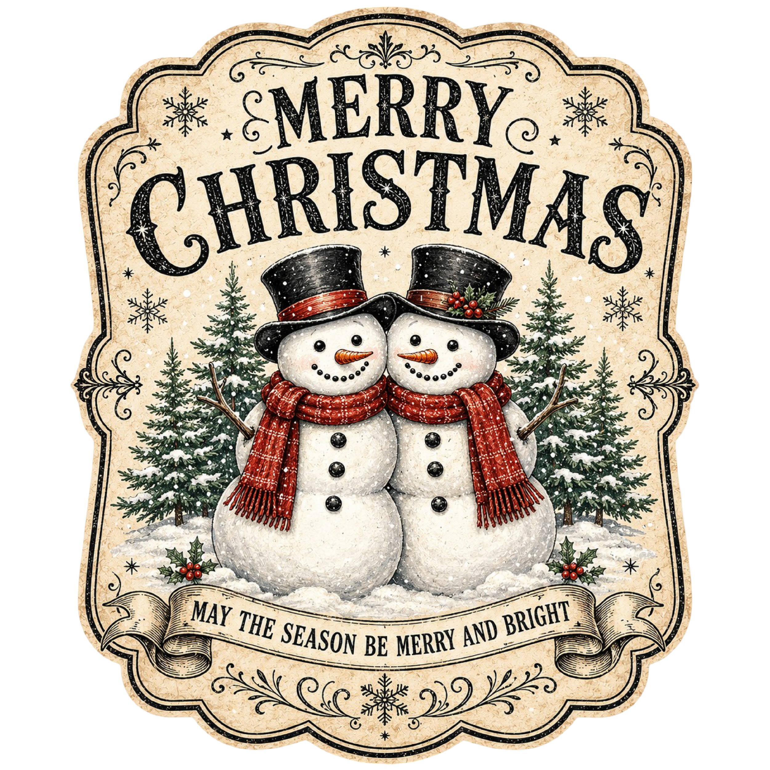 Vintage Snowman Christmas Decor Sign