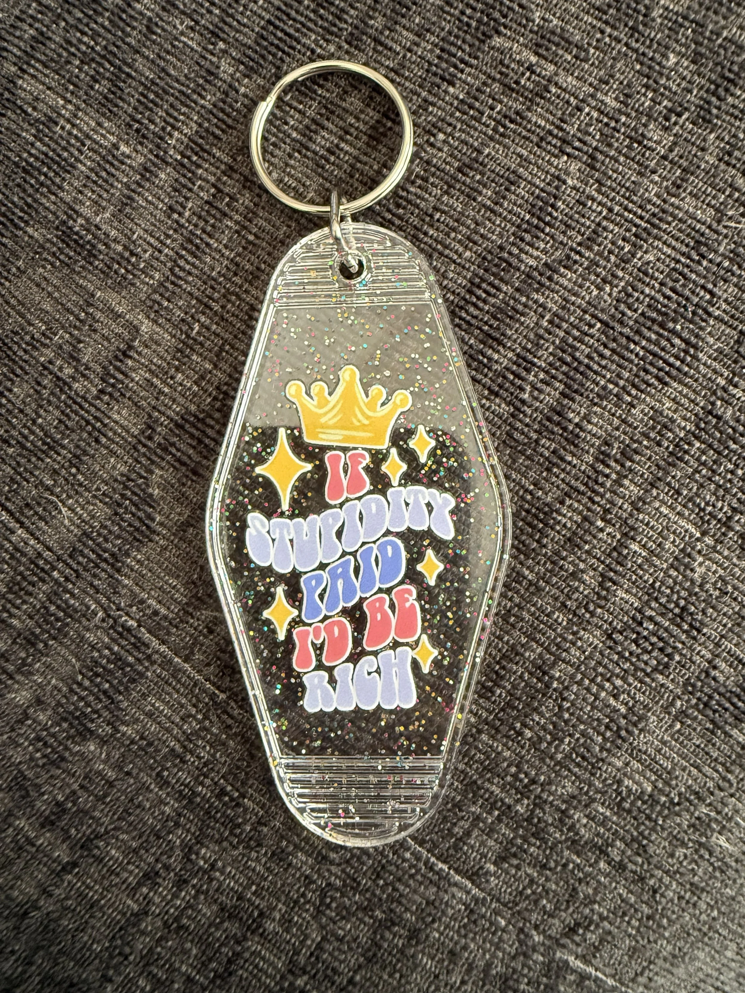 Humorous Glitter Keychain