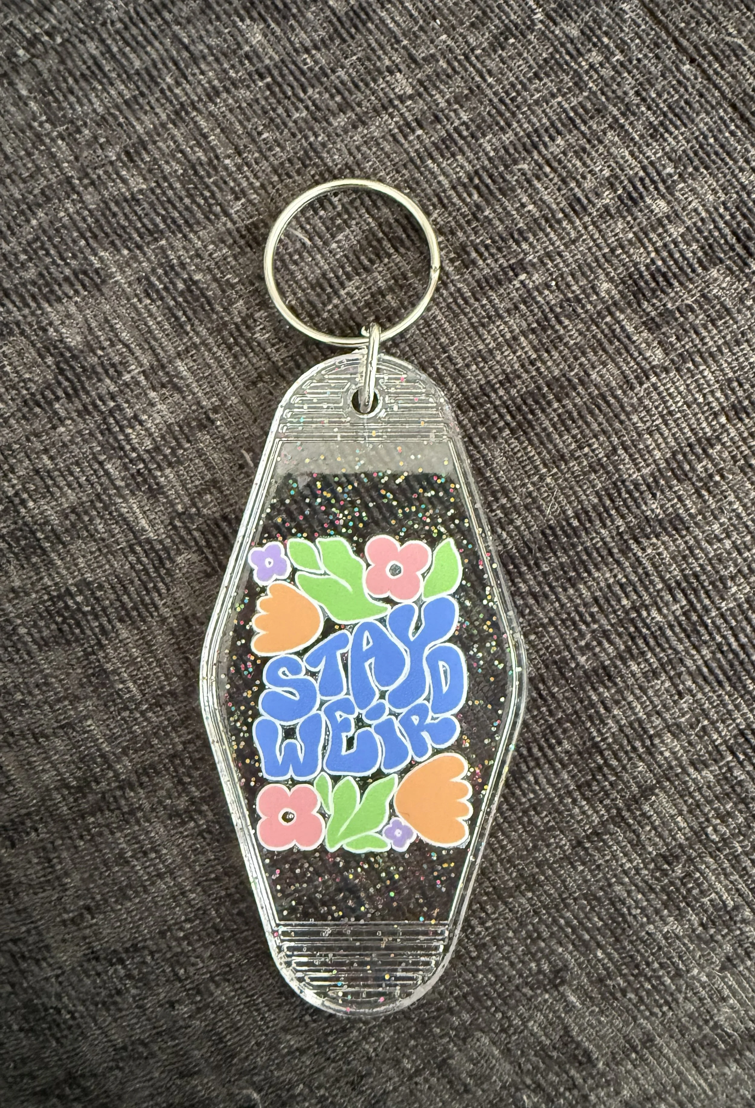 'Stay Weird' Retro Keychain