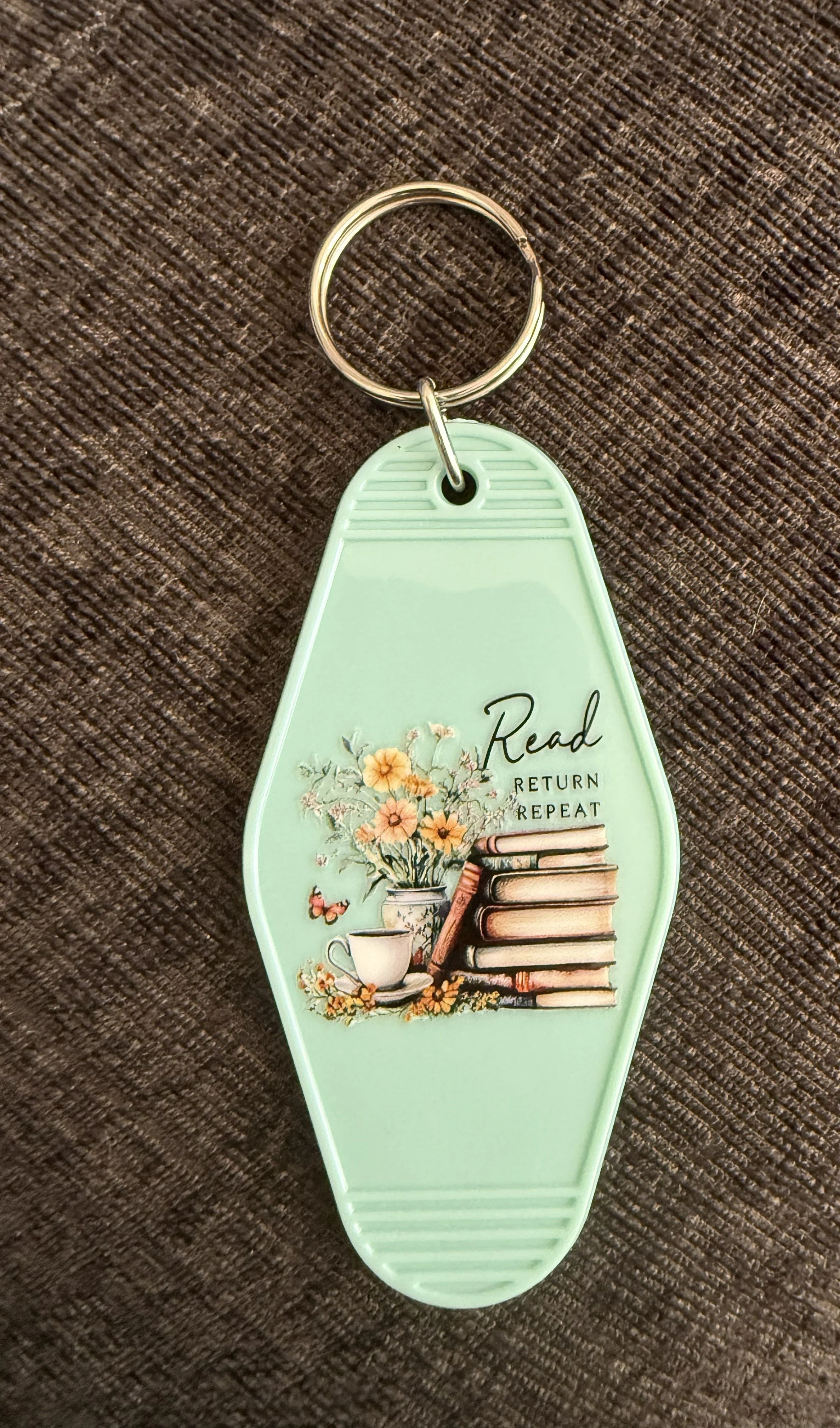 'Read, Return, Repeat' Vintage Book Keychain
