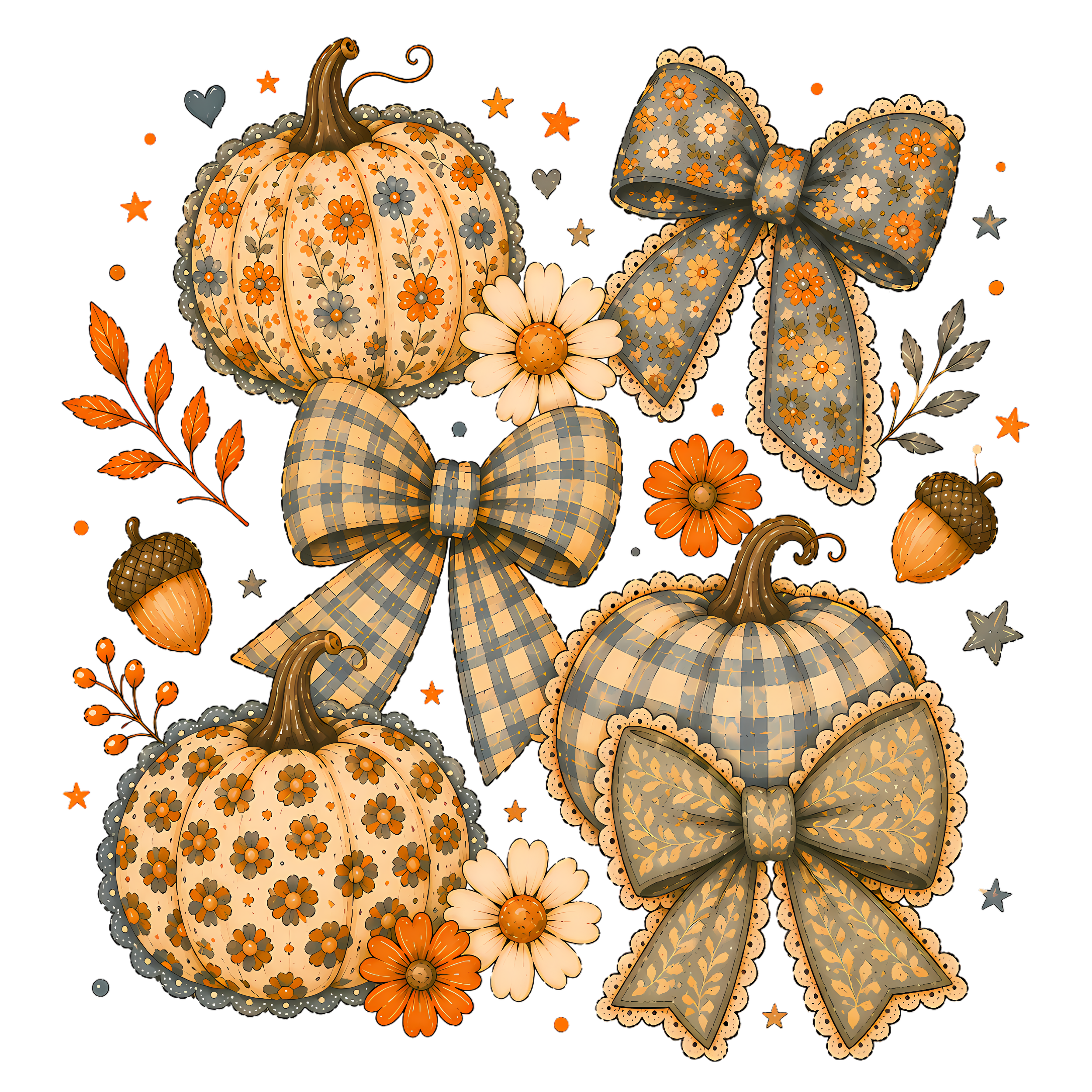 Autumn Harvest Bow & Pumpkin Design