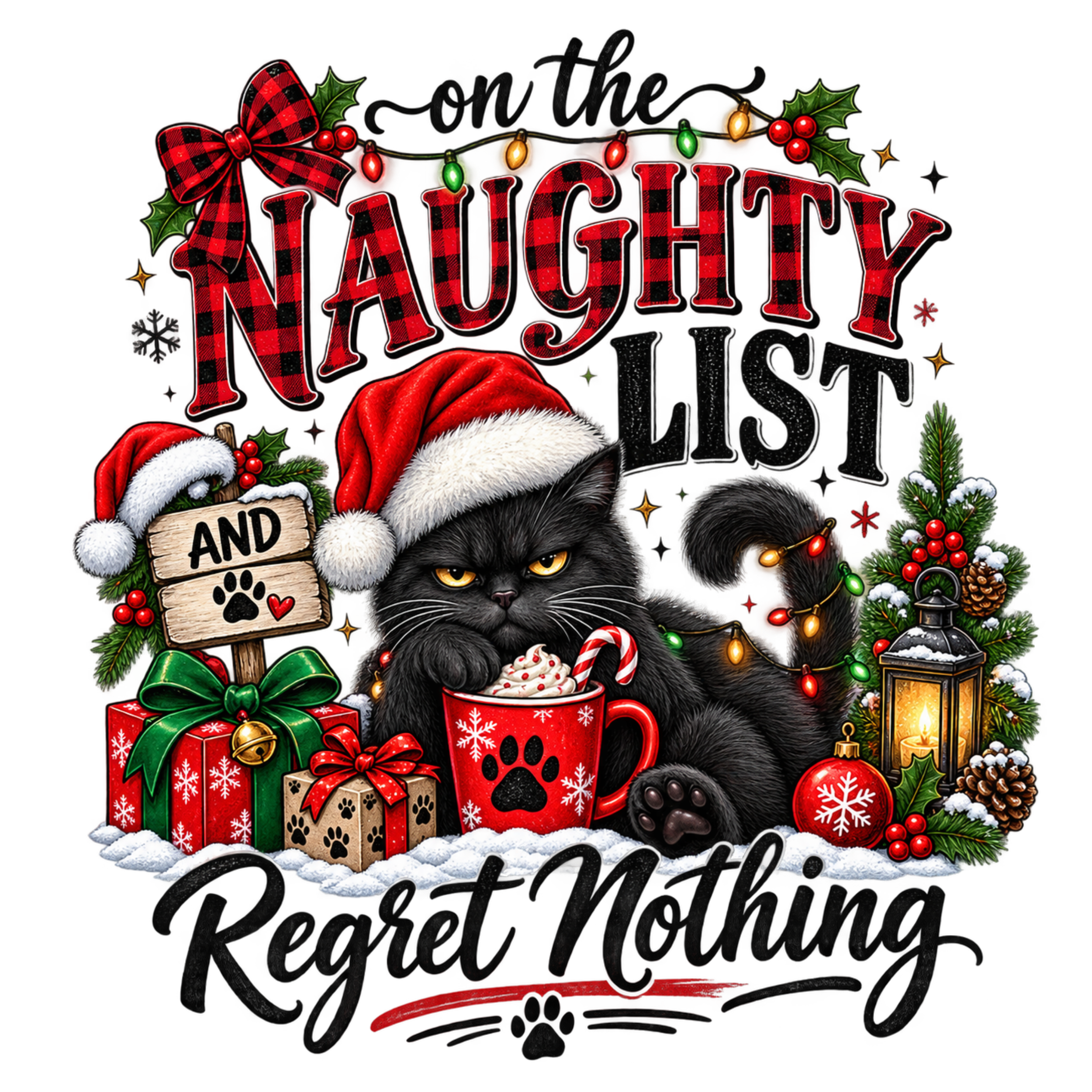 Festive Feline 'Naughty List' Custom Design