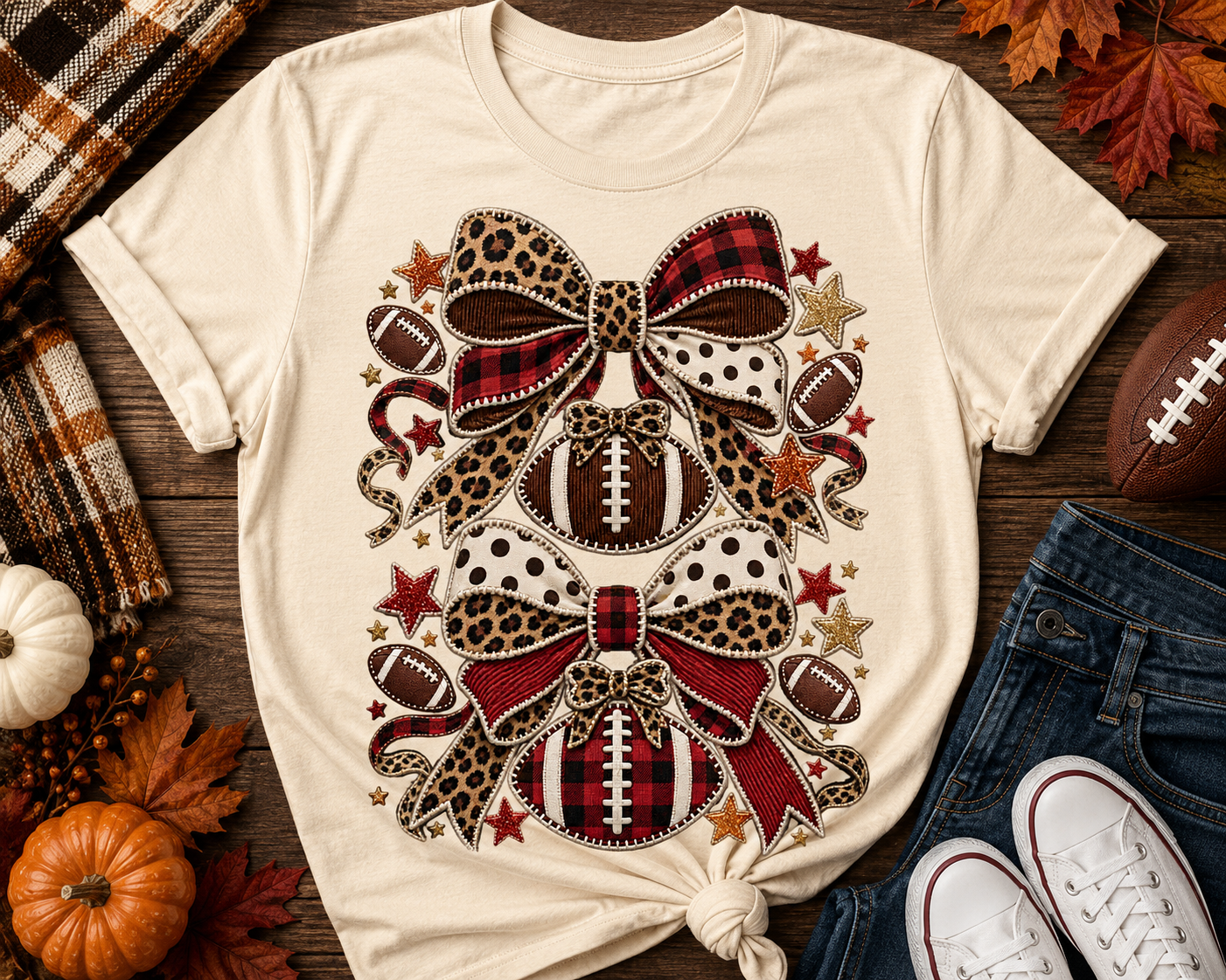 Autumn Football Bow Design