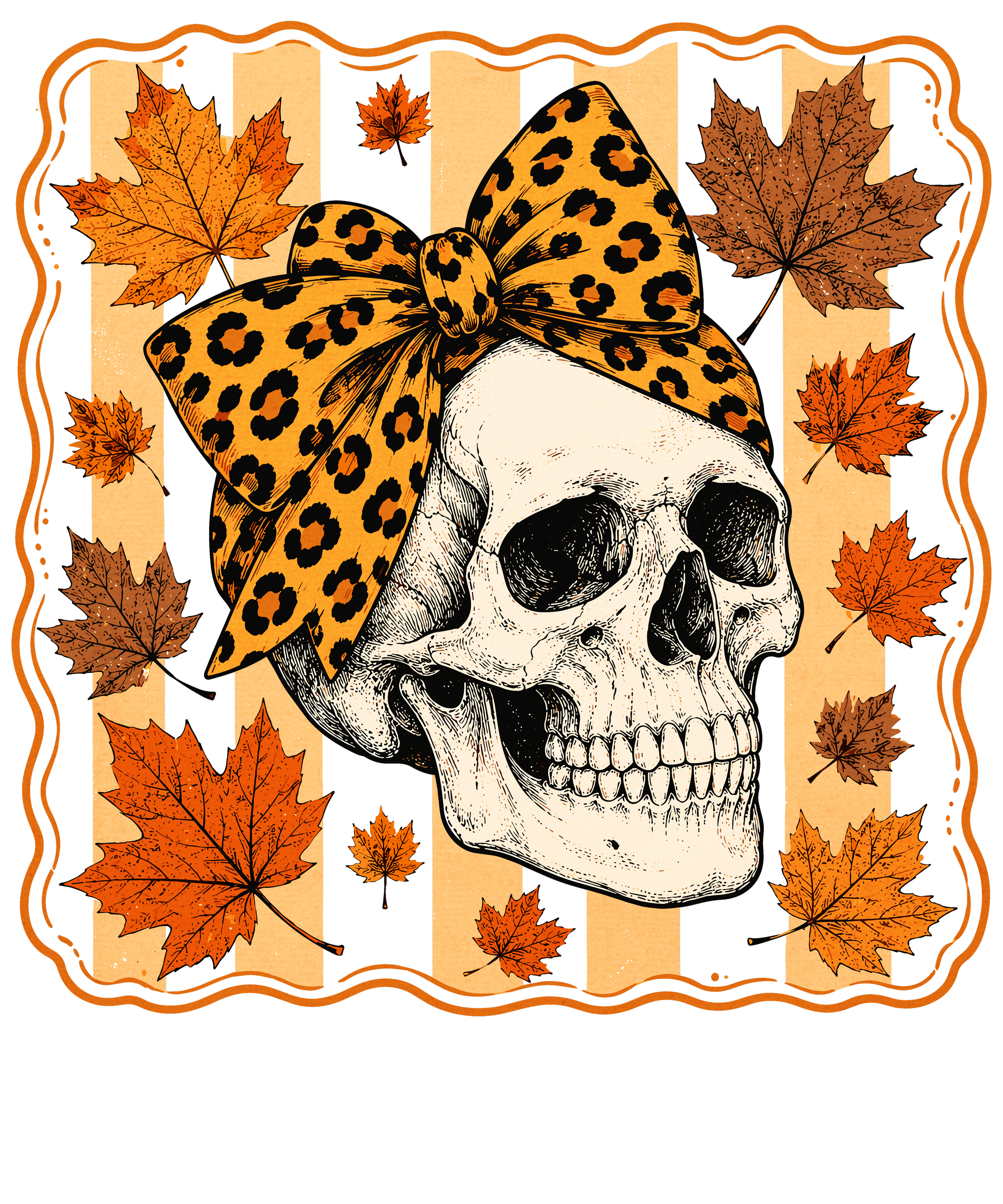 Bold Skull with Leopard Bow Art Design