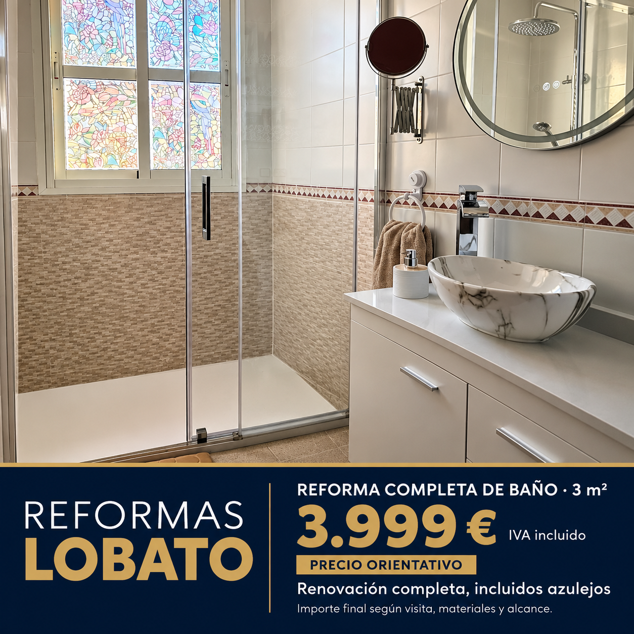 Reforma completa de baño de 3 m² en Sevilla