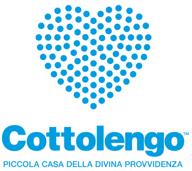 A logo with a heart made of blue dots above the word 'Cottolengo' in bold blue letters, and the phrase 'PICCOLA CASA DELLA DIVINA PROVIDENZA' in smaller blue letters below.