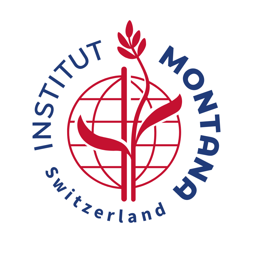 Logo of the Institute Montana Switzerland, featuring a globe with a plant, with text encircling it that reads 'Institut Montana Switzerland'.