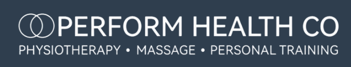Perform Health Co logo with text indicating services: physiotherapy, massage, personal training.