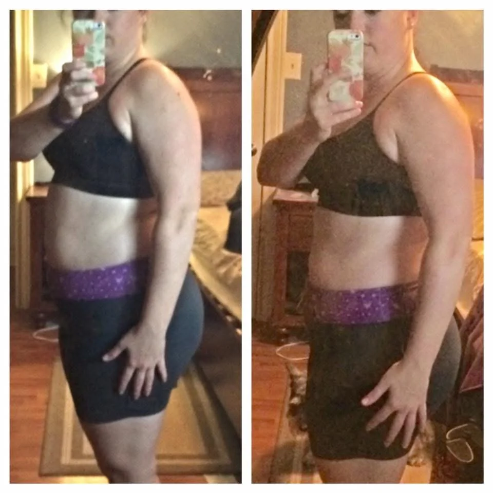 Before and after transformation of a Body By U Fit client who built strength, confidence, and improved body composition through women's strength training in Houston.