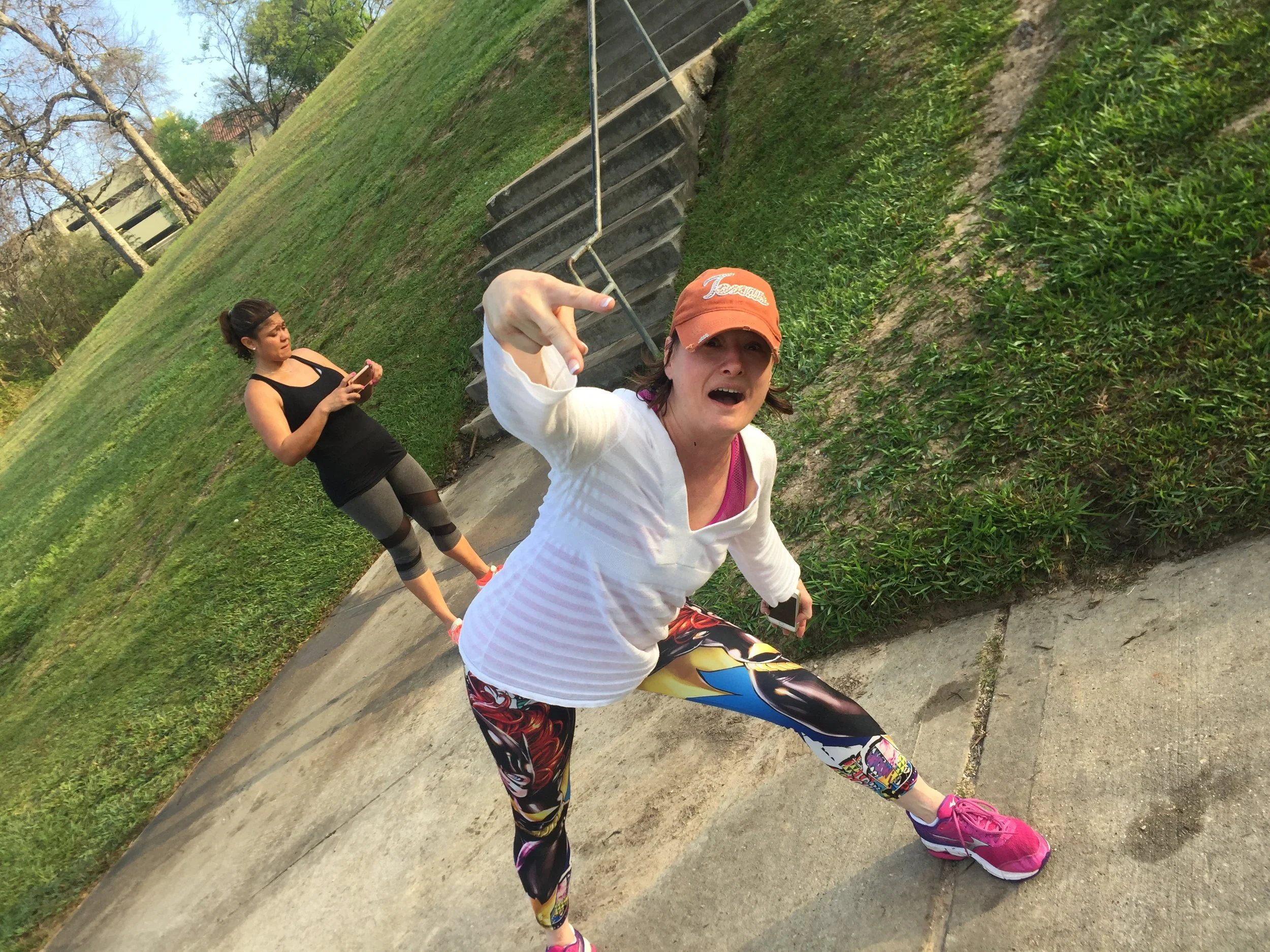 Woman doing outdoor strength training with Body By U Fit in Central Houston
