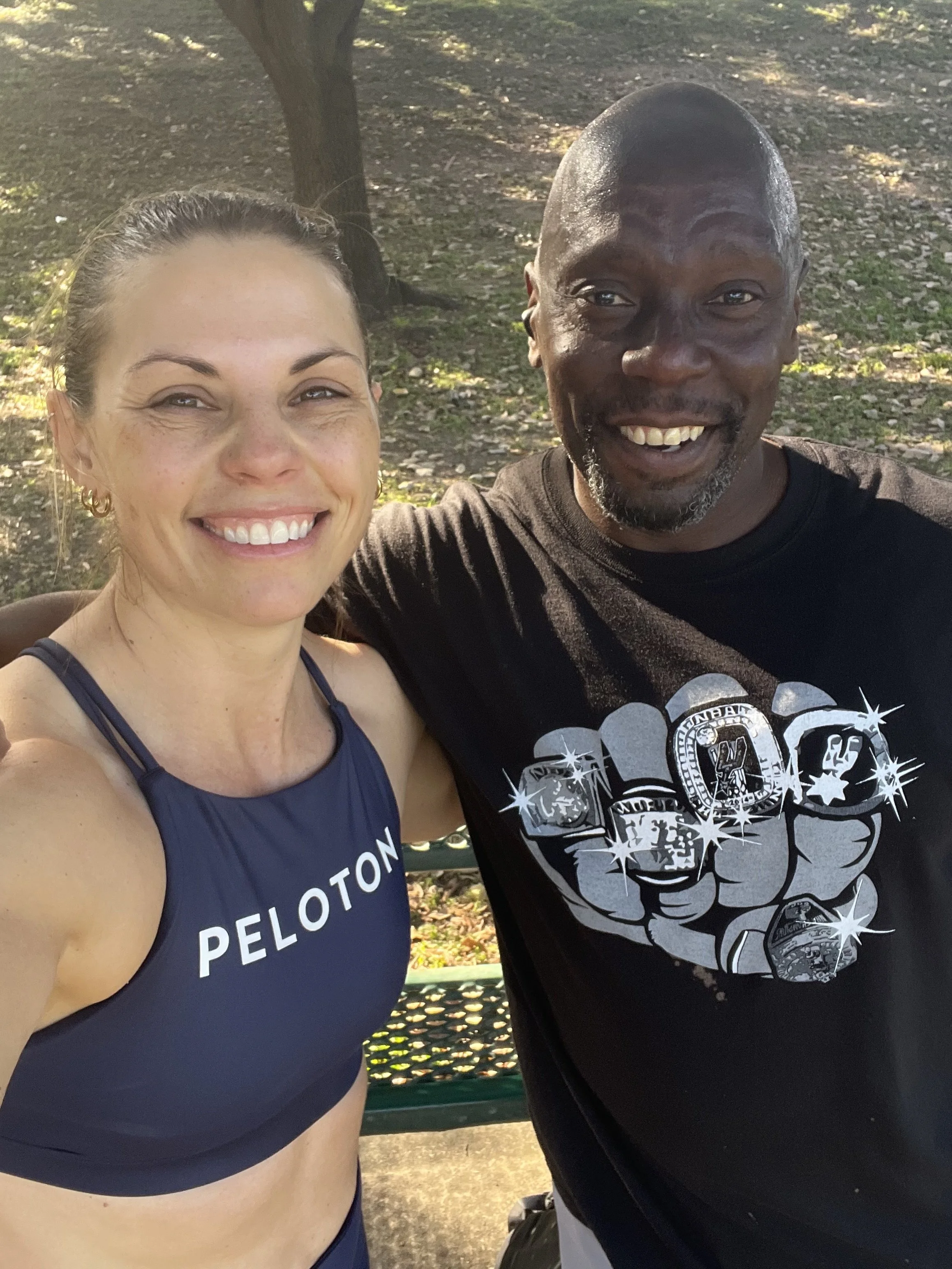 EmpowerHer client with Coach Phil after women's strength training in Central Houston, TX