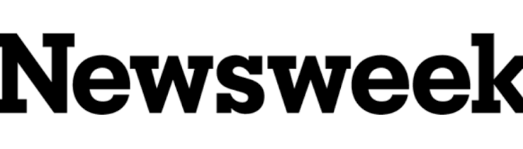 Close-up of the Newsweek logo in bold black letters on a white background.