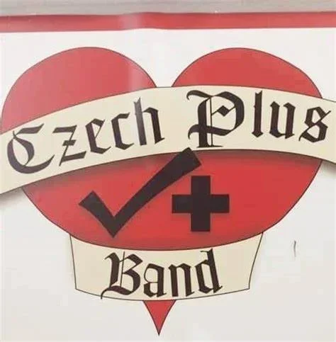 A heart with a check mark and a cross symbol, with the text 'Zzech Plus Band' written across the heart.