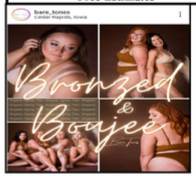 Magazine cover featuring women in gold bikinis, with the title 'Bronzed & Bougie' in elegant script.