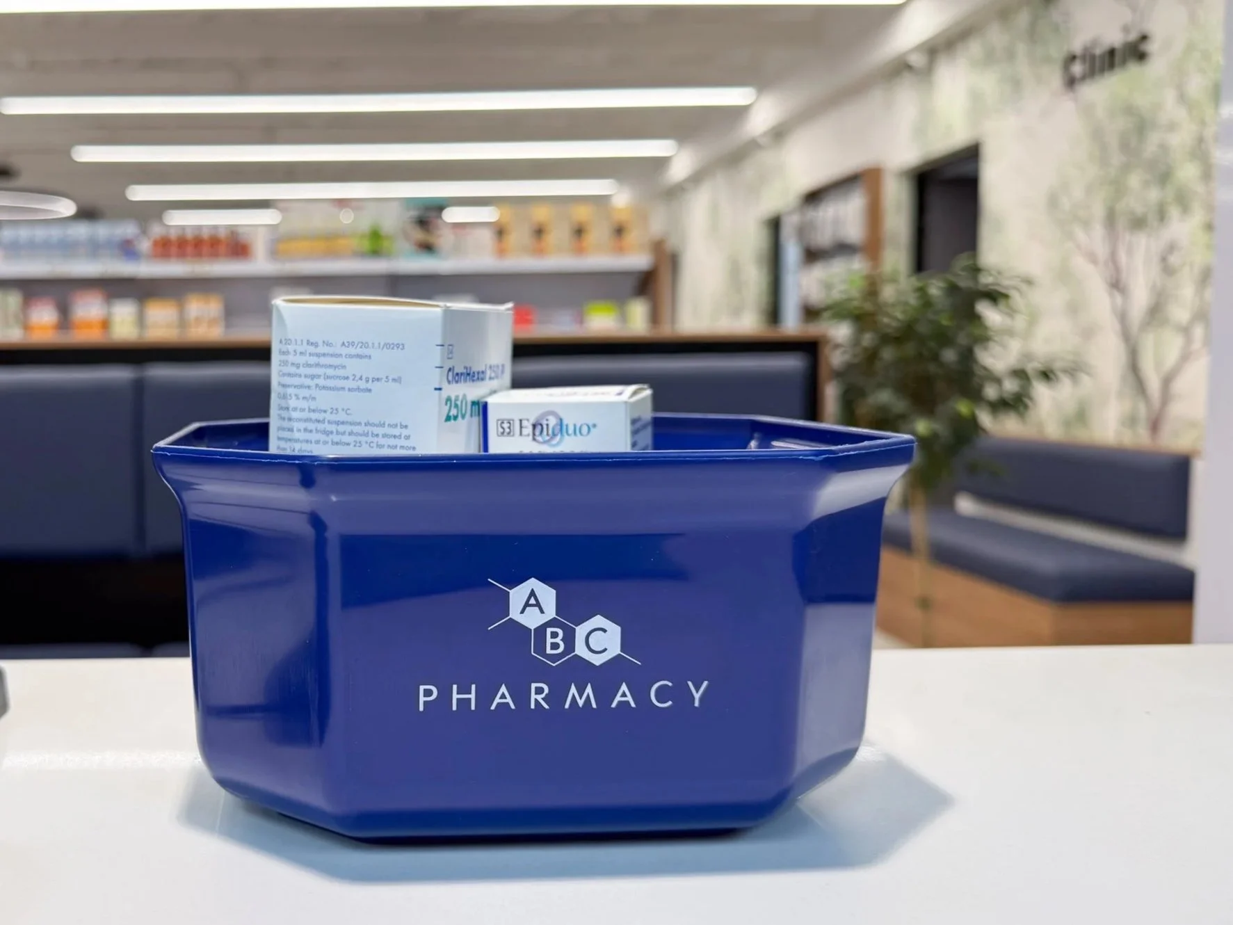 A ABC Pharmacy dispensary container that contains the medicine for a client for their prescription