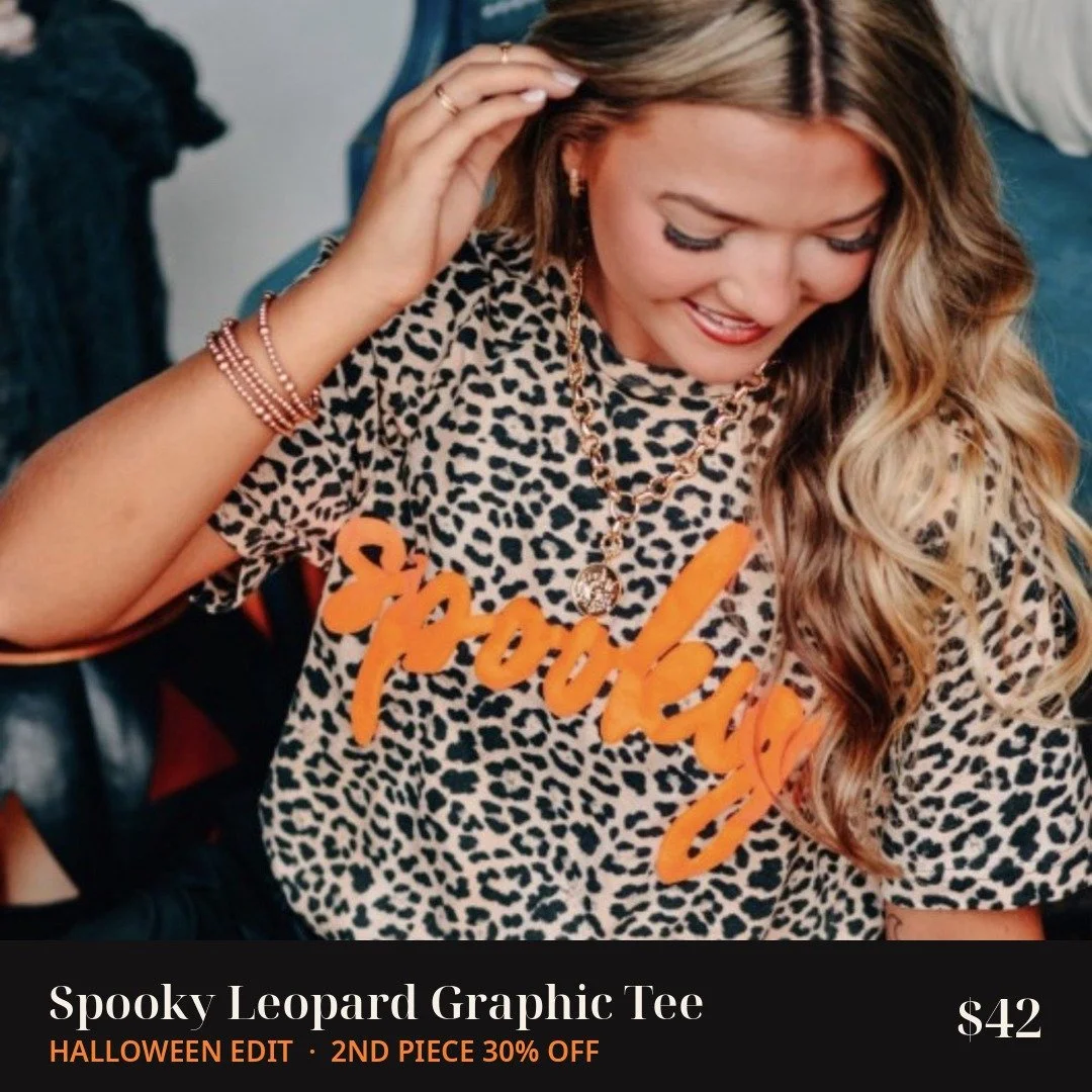 The Halloween Edit is officially open.

Graphic tees, ghost sweaters and skull knits that are soft enough to actually live in. Cute, cozy, a little spooky.

Grab 2 and the 2nd piece is 30% off with code SPOOKY2 (through Oct 18).

We ship within 24 ho