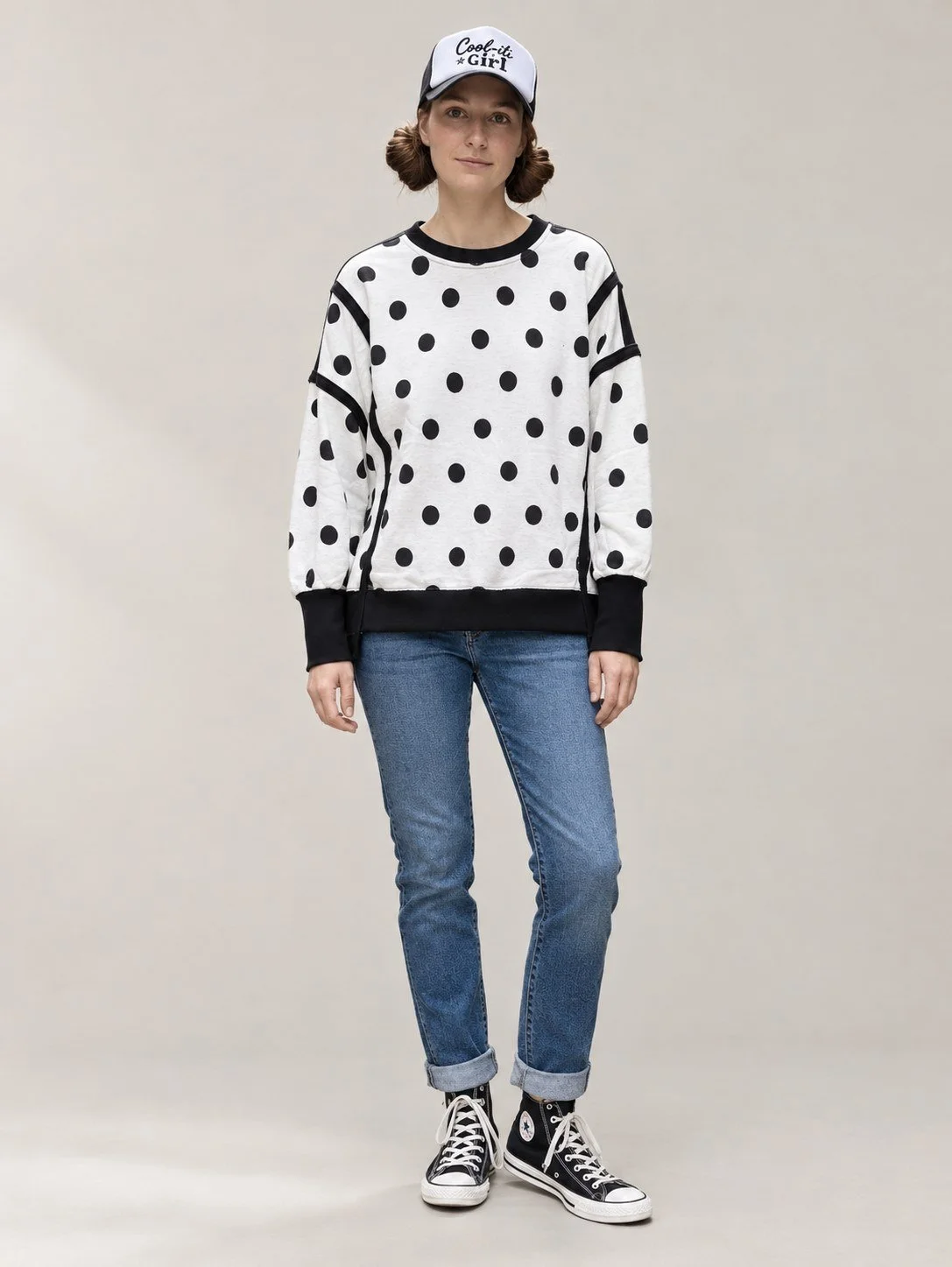 Miss Dotty Polka Dot Boxy Sweatshirt