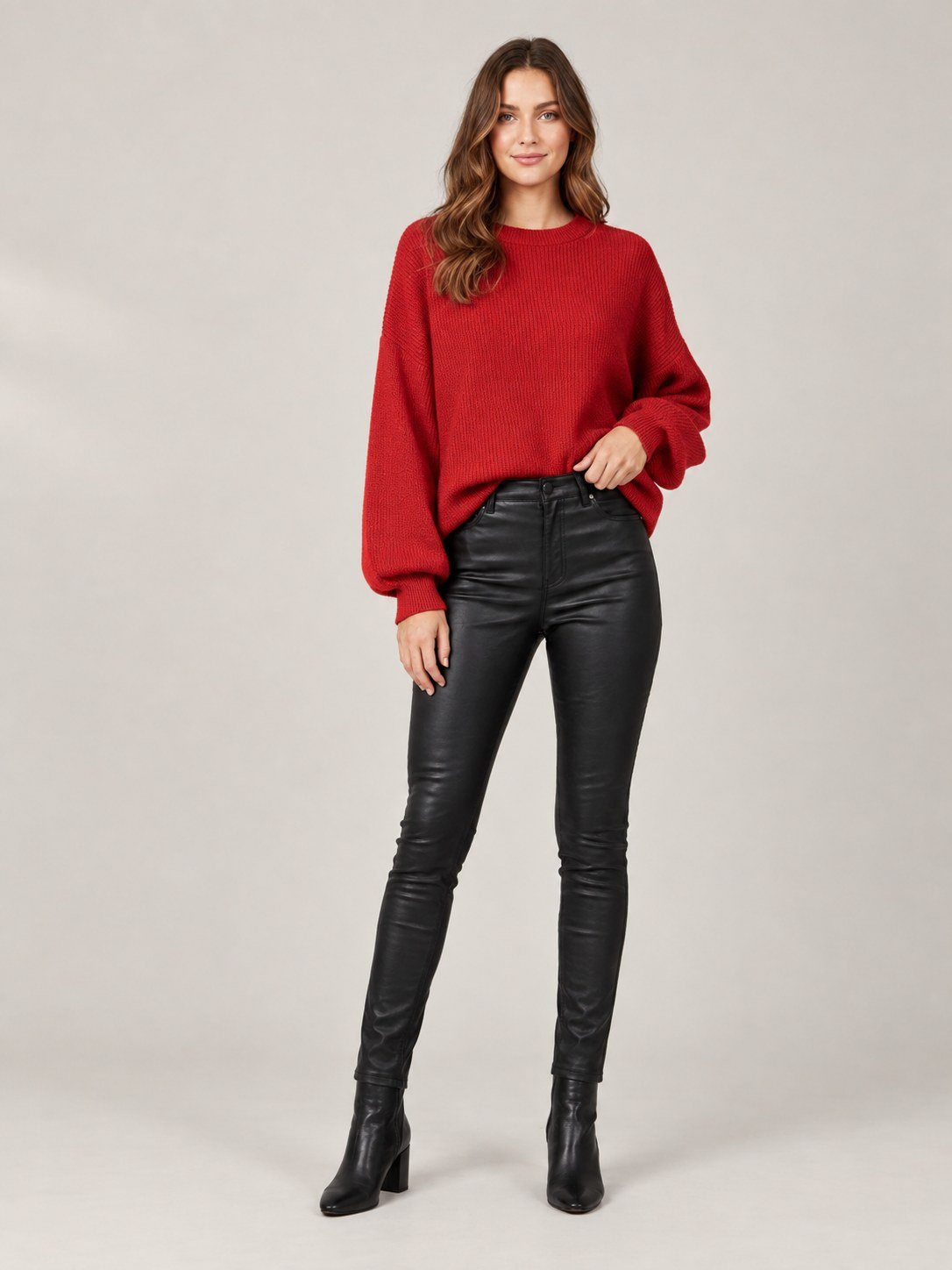 Slouchy Long Sleeve Ribbed Hem Sweater