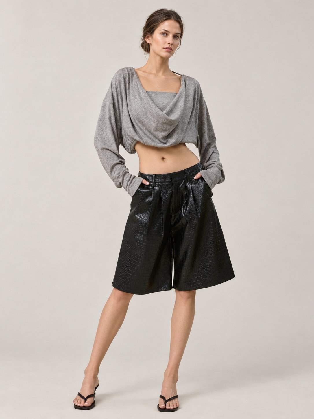 Croc Faux Leather Bermuda Shorts