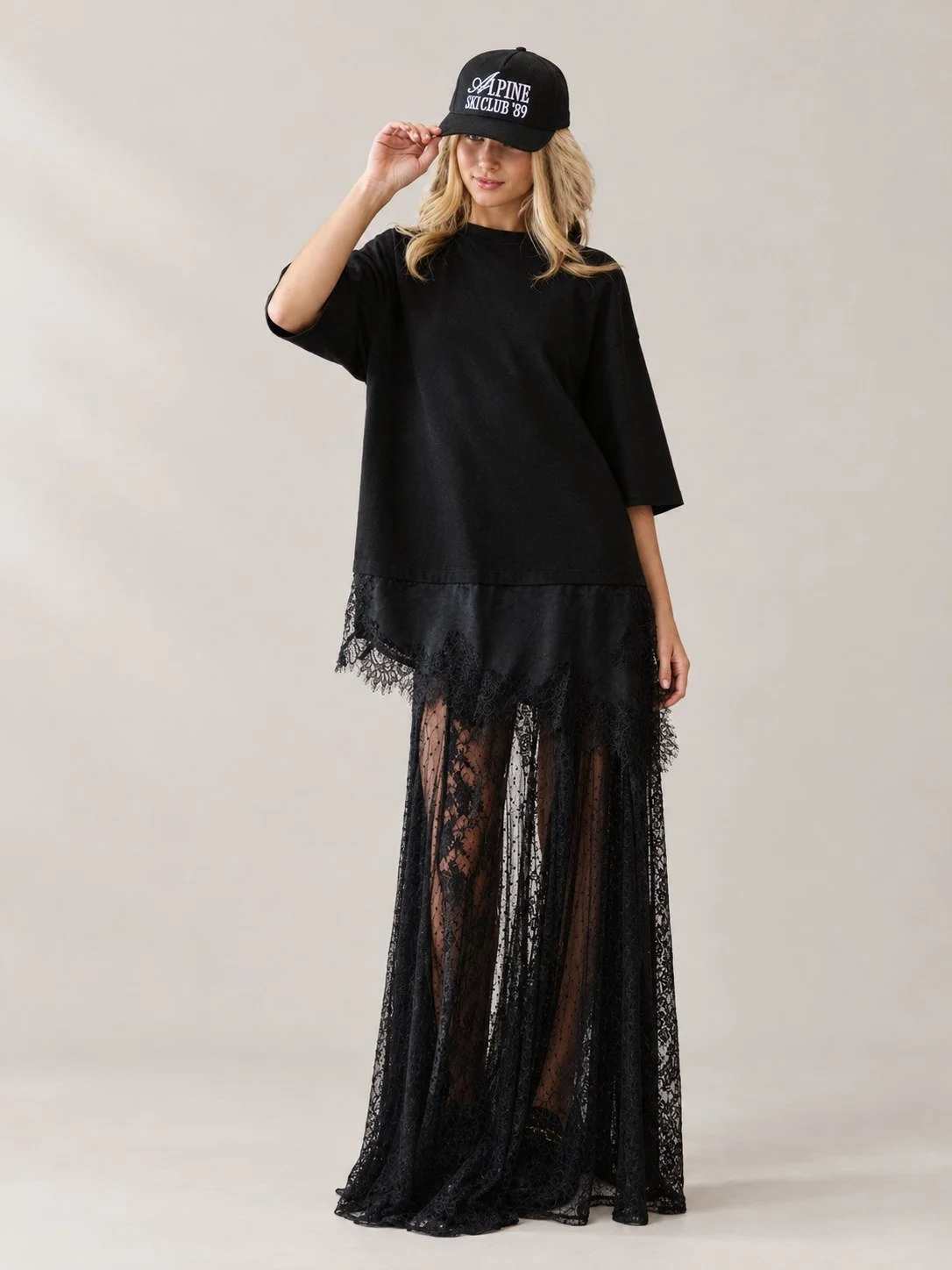 Sheer Lace Maxi Skirt
