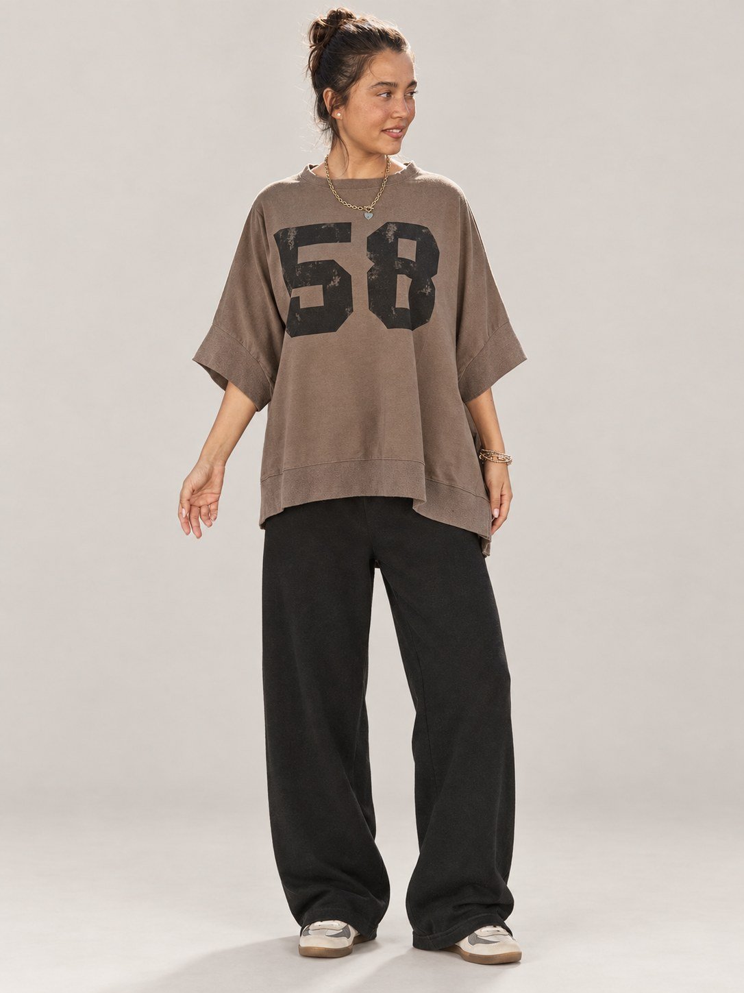 Retro Graphic Oversized French Terry Top (One Size)