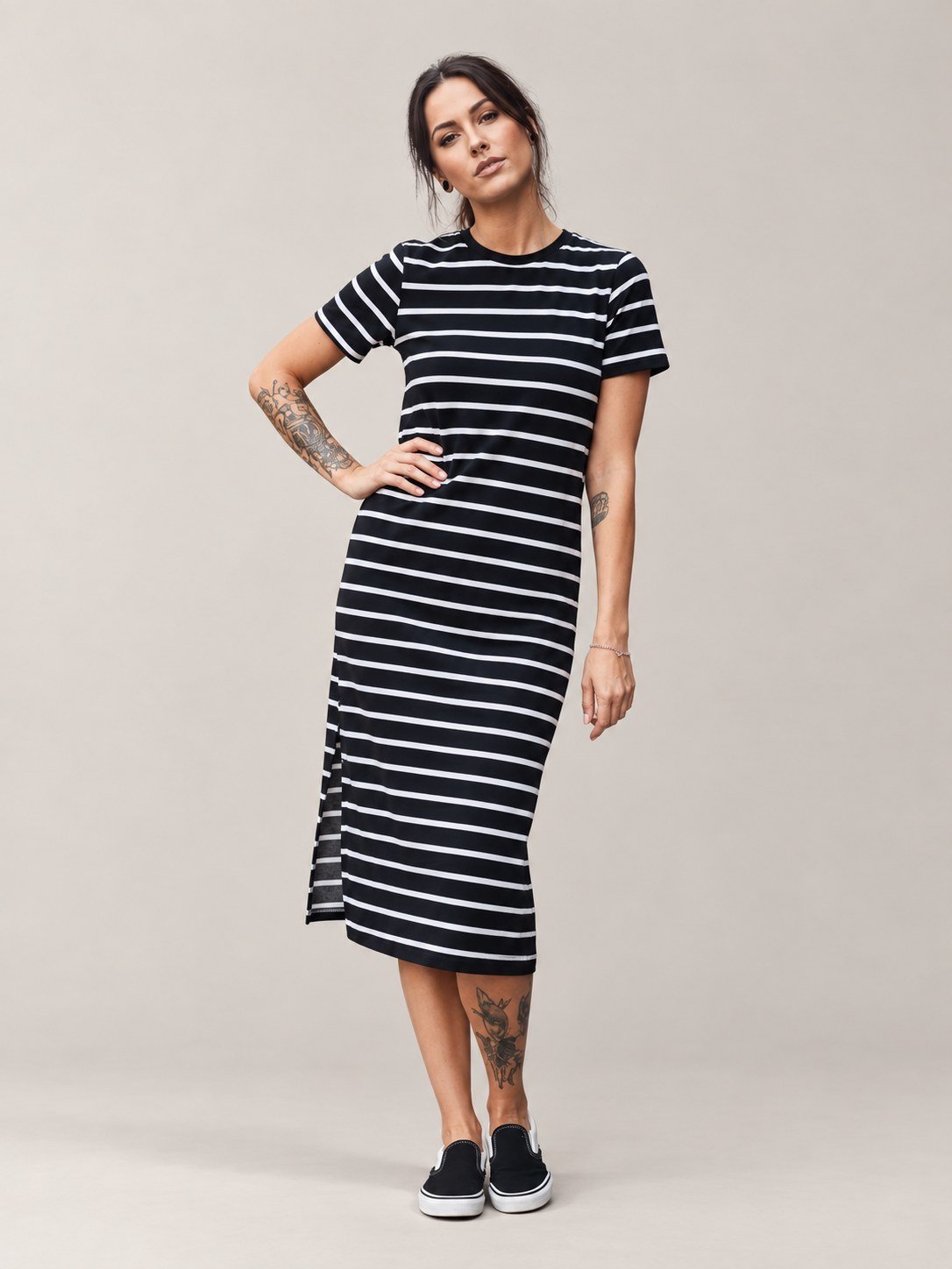 Stripy Striped T-Shirt Maxi Dress