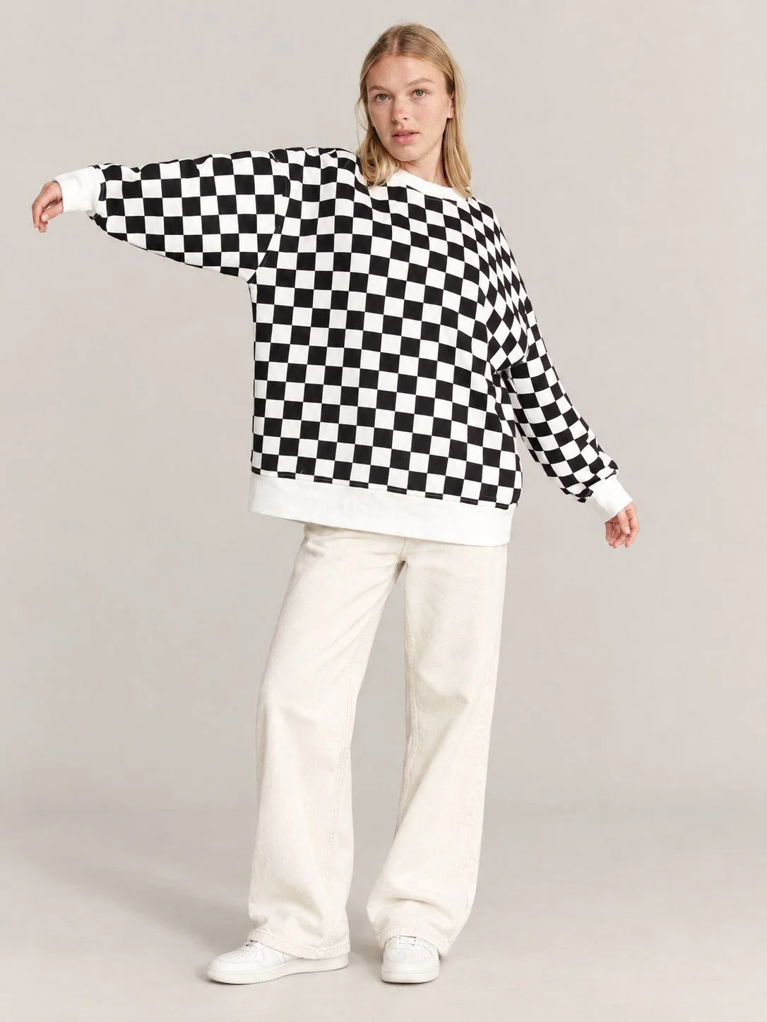 Black and White Checkered Sweatshirt
