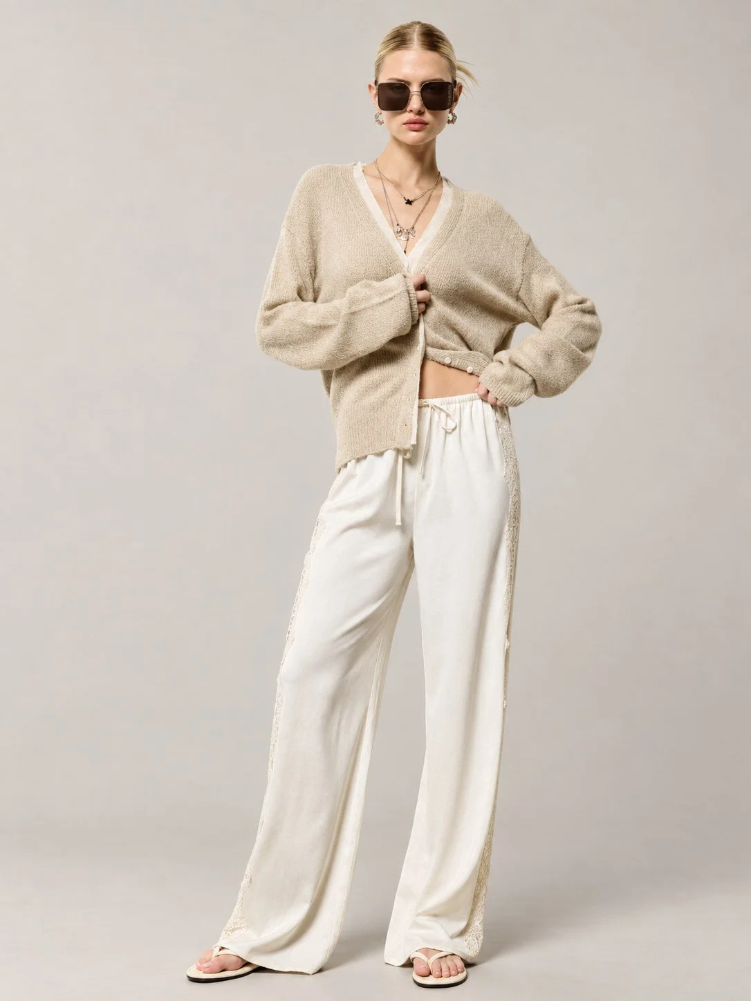 Sneaky Lace and Satin Wide Leg Pants