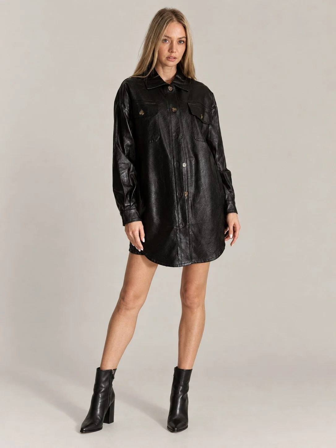 Jackie Faux Leather Shacket