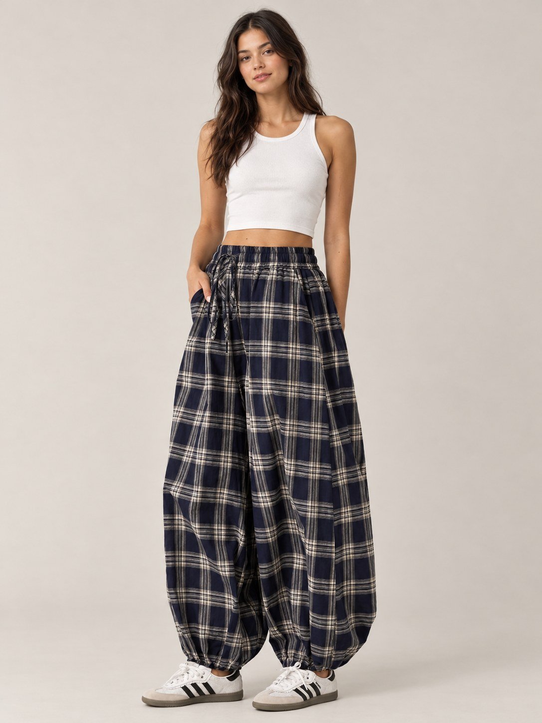 Varsity Blues Plaid Balloon Pants