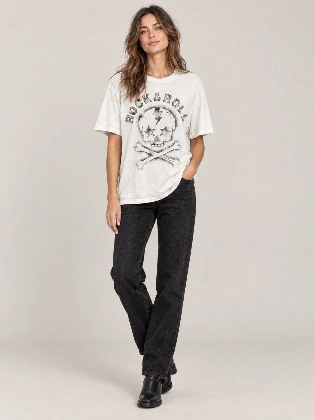 Rock & Roll Starry Eye Skull Graphic Tee