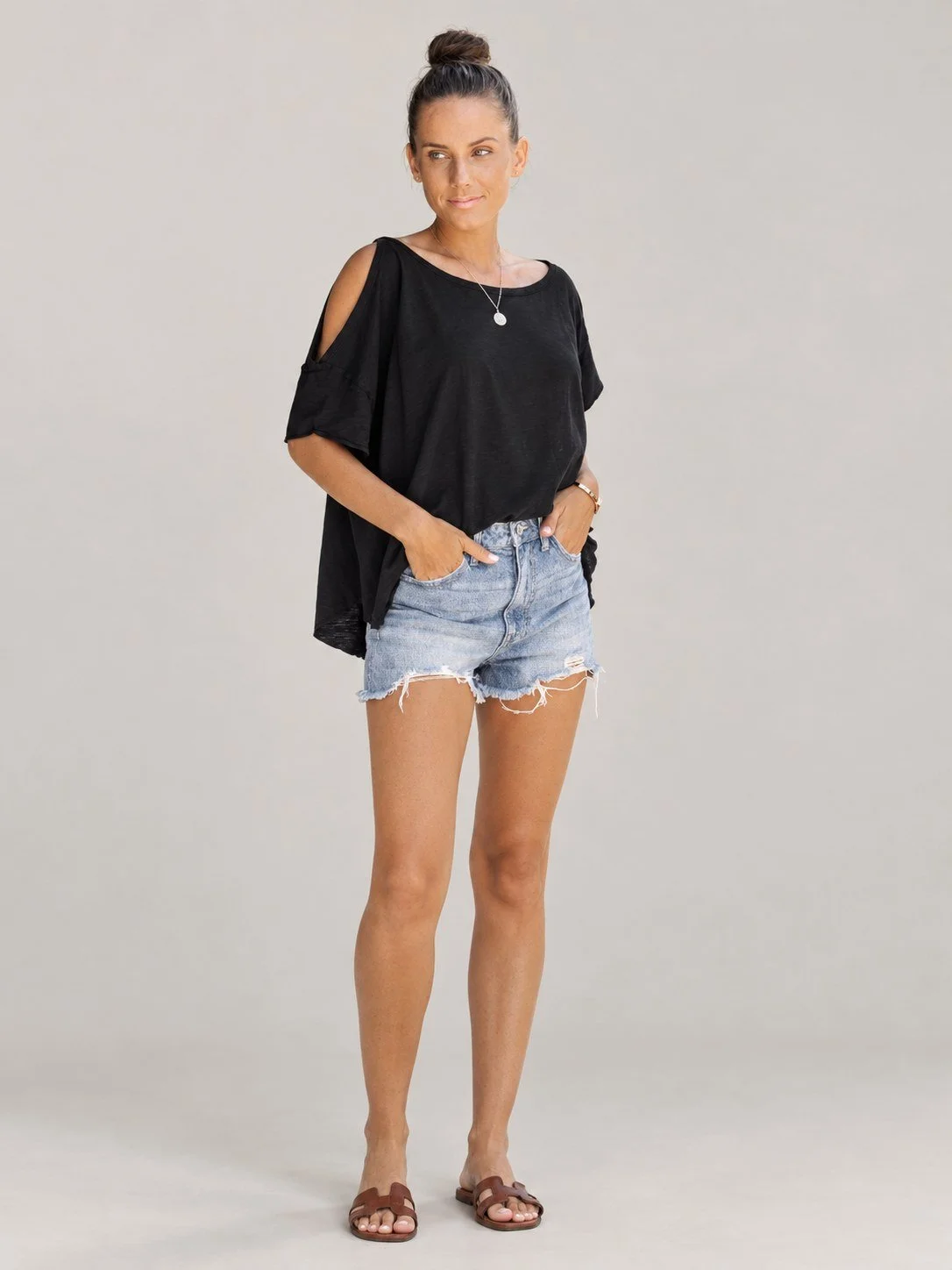 Relaxed Cutout Shoulder Tee