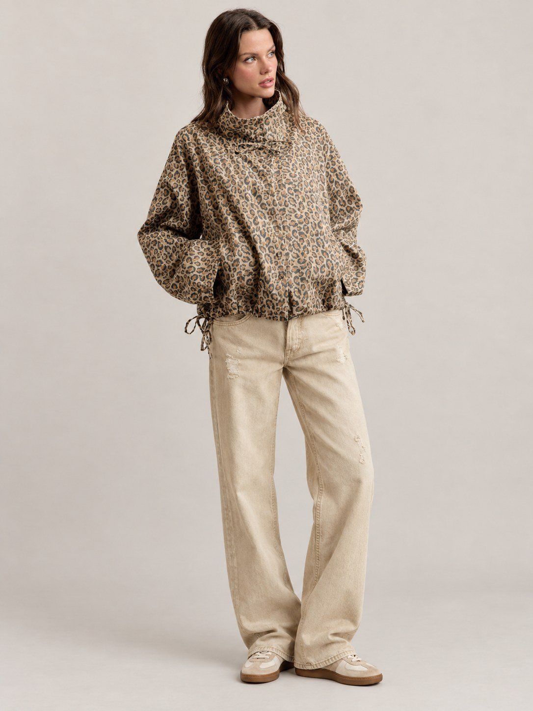 Cheetah Print High Neck Jacket