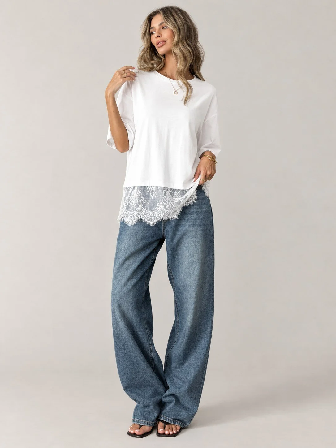 Lace Trim Boxy Tee