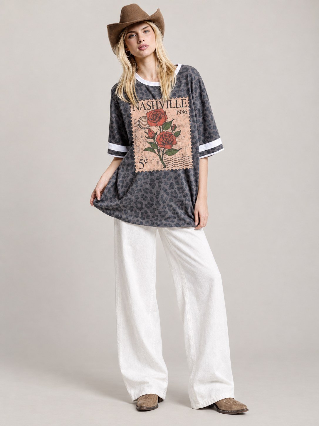Nashville Postage Stamp Leopard Graphic Tee