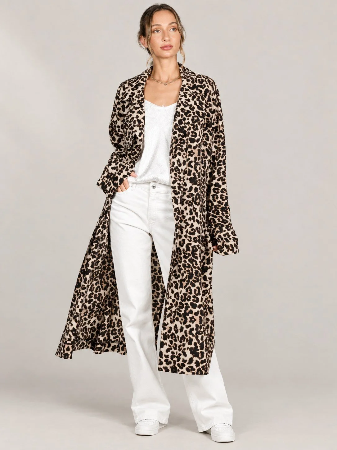 Leopard Print Trench Coat
